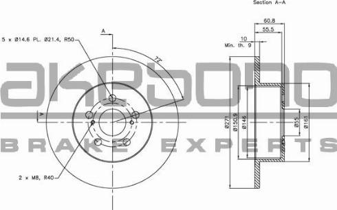 Akebono BN-0704 - Тормозной диск avtokuzovplus.com.ua