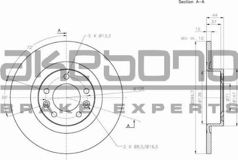 Akebono BN-0710 - Гальмівний диск autocars.com.ua