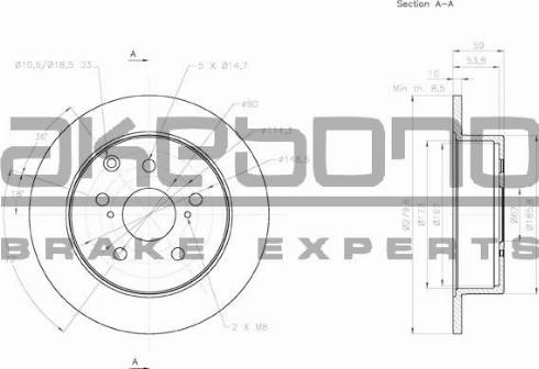 Akebono BN-0711 - Тормозной диск avtokuzovplus.com.ua