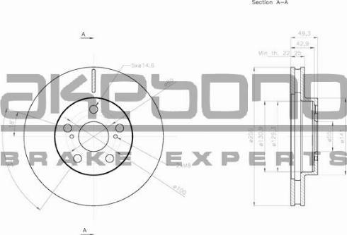 Akebono BN-0716E - Тормозной диск avtokuzovplus.com.ua