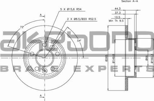 Akebono BN-0721E - Тормозной диск avtokuzovplus.com.ua