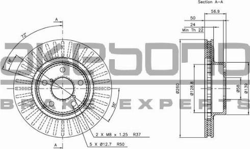 Akebono BN-0726 - Гальмівний диск autocars.com.ua