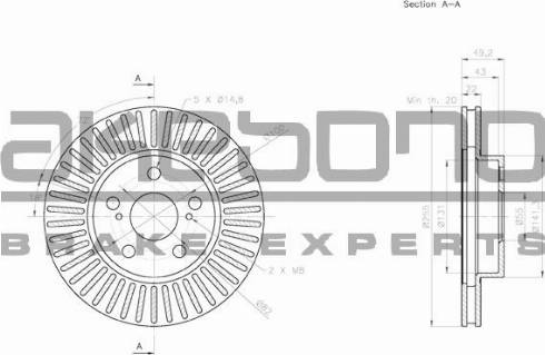 Akebono BN-0728 - Тормозной диск avtokuzovplus.com.ua