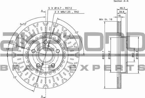 Akebono BN-0733 - Тормозной диск avtokuzovplus.com.ua