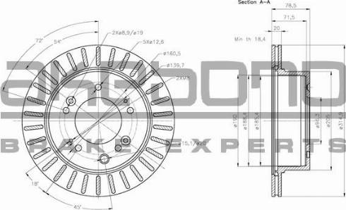 Akebono BN-0734 - Тормозной диск avtokuzovplus.com.ua