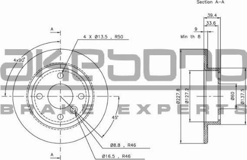 Akebono BN-0758 - Тормозной диск avtokuzovplus.com.ua