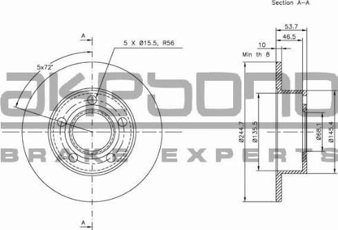 Akebono BN-0774 - Гальмівний диск autocars.com.ua