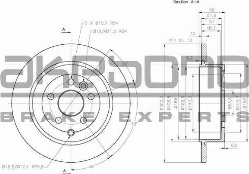 Akebono BN-0775E - Тормозной диск avtokuzovplus.com.ua