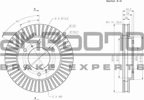 Akebono BN-0808 - Тормозной диск avtokuzovplus.com.ua