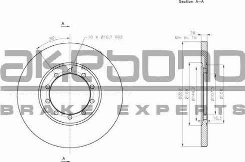 Akebono BN-0817E - Гальмівний диск autocars.com.ua