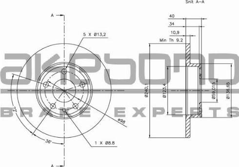 Akebono BN-0828E - Тормозной диск avtokuzovplus.com.ua