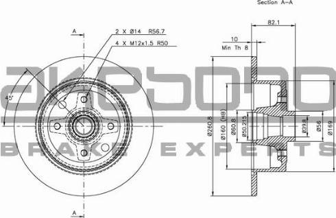 Akebono BN-0830E - Тормозной диск avtokuzovplus.com.ua