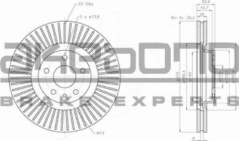 Akebono BN-0833E - Тормозной диск avtokuzovplus.com.ua