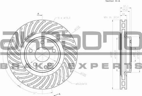 Akebono BN-0835E - Гальмівний диск autocars.com.ua