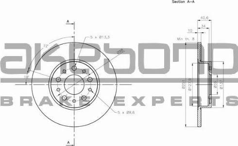 Akebono BN-0838 - Тормозной диск avtokuzovplus.com.ua