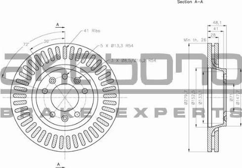 Akebono BN-0854 - Тормозной диск avtokuzovplus.com.ua