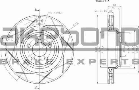 Akebono BN-0858 - Гальмівний диск autocars.com.ua