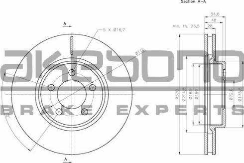 Akebono BN-0874 - Тормозной диск avtokuzovplus.com.ua