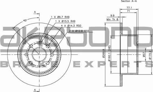 Akebono BN-0879E - Тормозной диск avtokuzovplus.com.ua