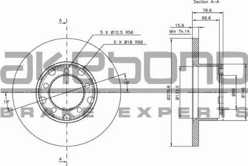 Akebono BN-0883 - Тормозной диск avtokuzovplus.com.ua