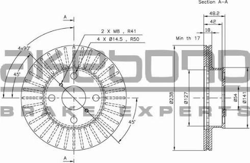 Akebono BN-0887E - Тормозной диск avtokuzovplus.com.ua