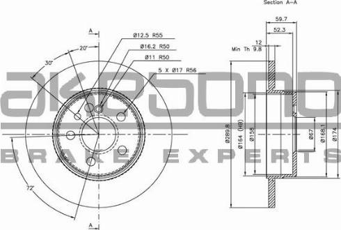 Akebono BN-0904 - Гальмівний диск autocars.com.ua