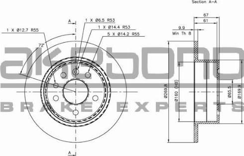 Akebono BN-0918 - Гальмівний диск autocars.com.ua