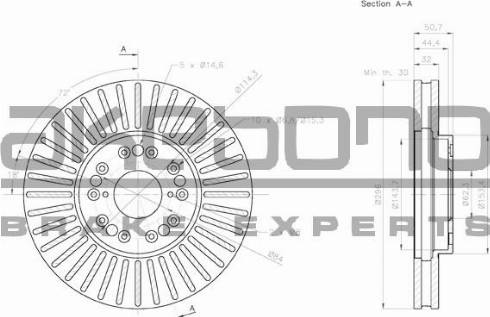 Akebono BN-0926 - Гальмівний диск autocars.com.ua