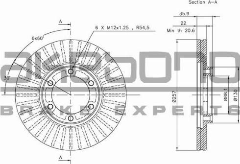 Akebono BN-0943 - Гальмівний диск autocars.com.ua