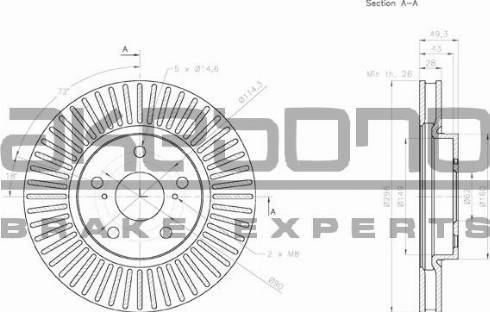 Akebono BN-0951E - Тормозной диск avtokuzovplus.com.ua