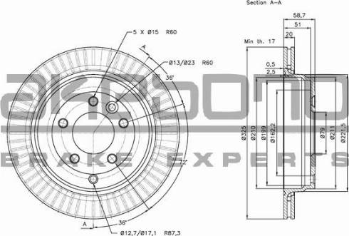 Akebono BN-0969 - Тормозной диск avtokuzovplus.com.ua