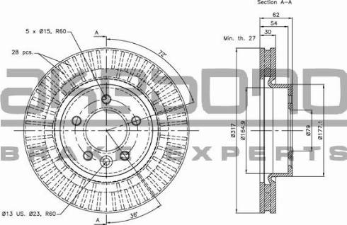 Akebono BN-0973E - Тормозной диск avtokuzovplus.com.ua