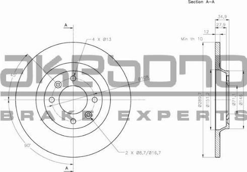 Akebono BN-0991 - Гальмівний диск autocars.com.ua