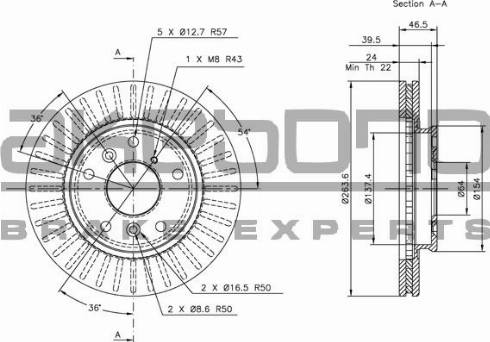 Akebono BN-0999 - Тормозной диск avtokuzovplus.com.ua