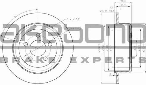 Akebono BN-1003 - Гальмівний диск autocars.com.ua