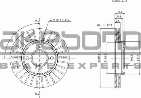 Akebono BN-1025 - Тормозной диск avtokuzovplus.com.ua