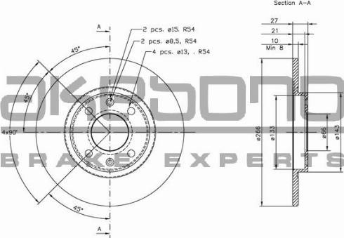 Akebono BN-1029 - Гальмівний диск autocars.com.ua