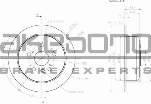 Akebono BN-1030 - Гальмівний диск autocars.com.ua