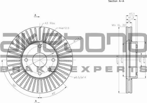 Akebono BN-1088E - Тормозной диск avtokuzovplus.com.ua