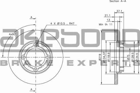 Akebono BN-1092E - Гальмівний диск autocars.com.ua