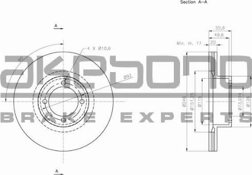 Akebono BN-1140E - Гальмівний диск autocars.com.ua