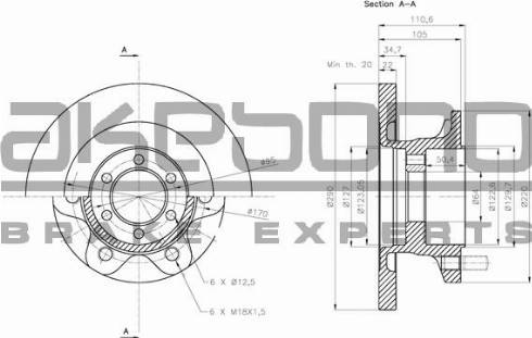 Akebono BN-1144E - Гальмівний диск autocars.com.ua