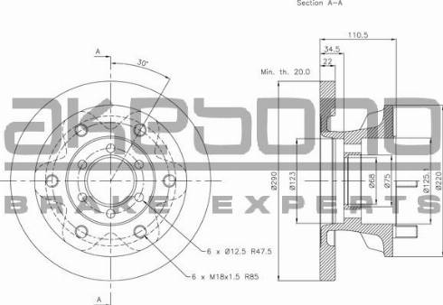 Akebono BN-1158E - Гальмівний диск autocars.com.ua