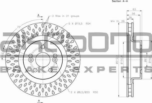 Akebono BN-1177 - Гальмівний диск autocars.com.ua