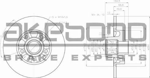 Akebono BN-1208E - Тормозной диск avtokuzovplus.com.ua