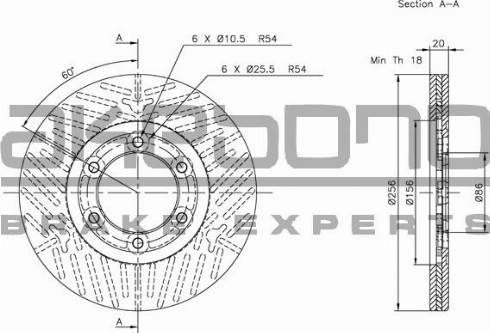 Akebono BN-1214E - Тормозной диск avtokuzovplus.com.ua