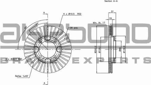 Akebono BN-1280E - Гальмівний диск autocars.com.ua