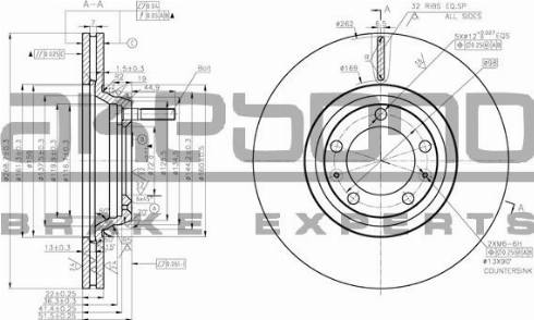 Akebono BN-1281E - Гальмівний диск autocars.com.ua