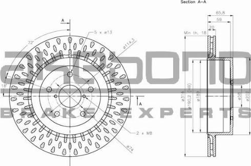 Akebono BN-1288E - Тормозной диск avtokuzovplus.com.ua