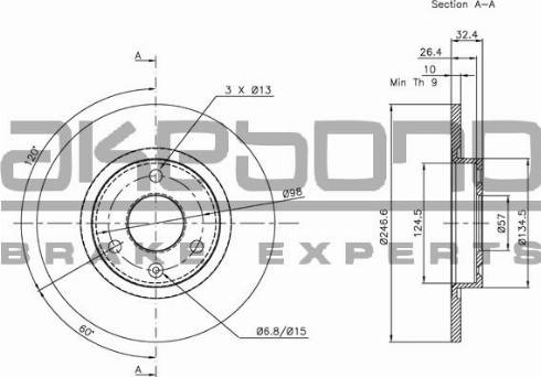 Akebono BN-1318E - Гальмівний диск autocars.com.ua